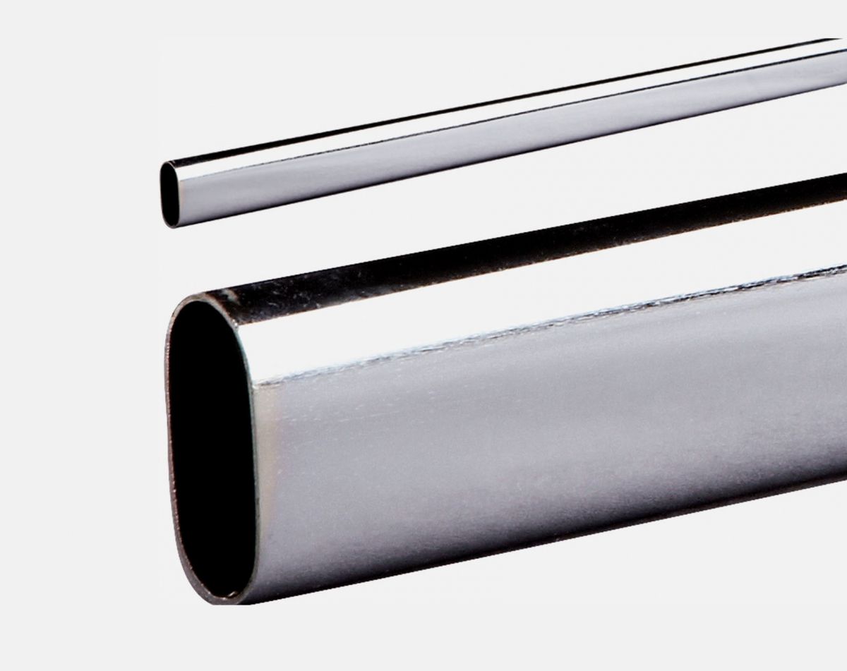 Chrome oval rail, 30 x 15mm (price per metre)