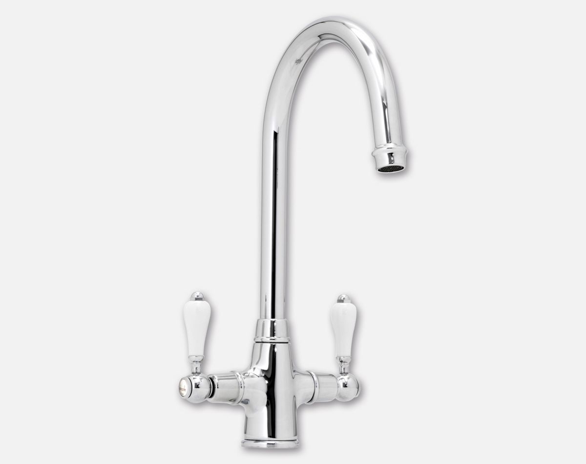 Ludlow dual lever tap, chrome finish (white handles)