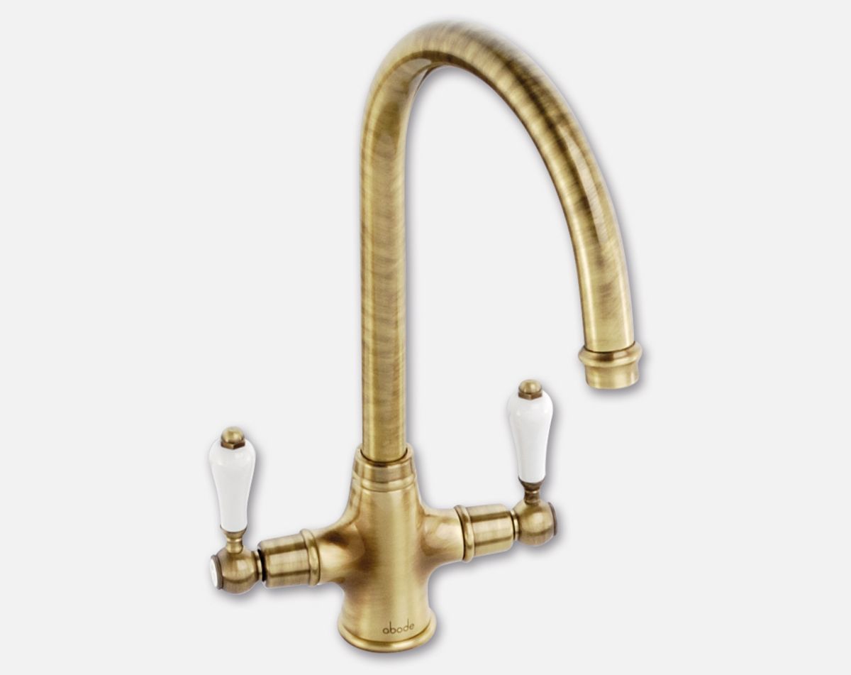 Ludlow dual lever tap, antique bronze finish (white handles)
