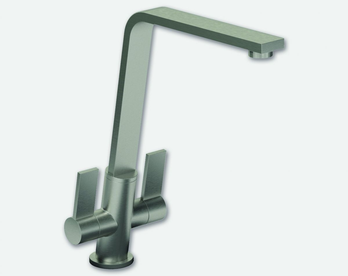 Linear Flair dual lever tap, brushed steel finish