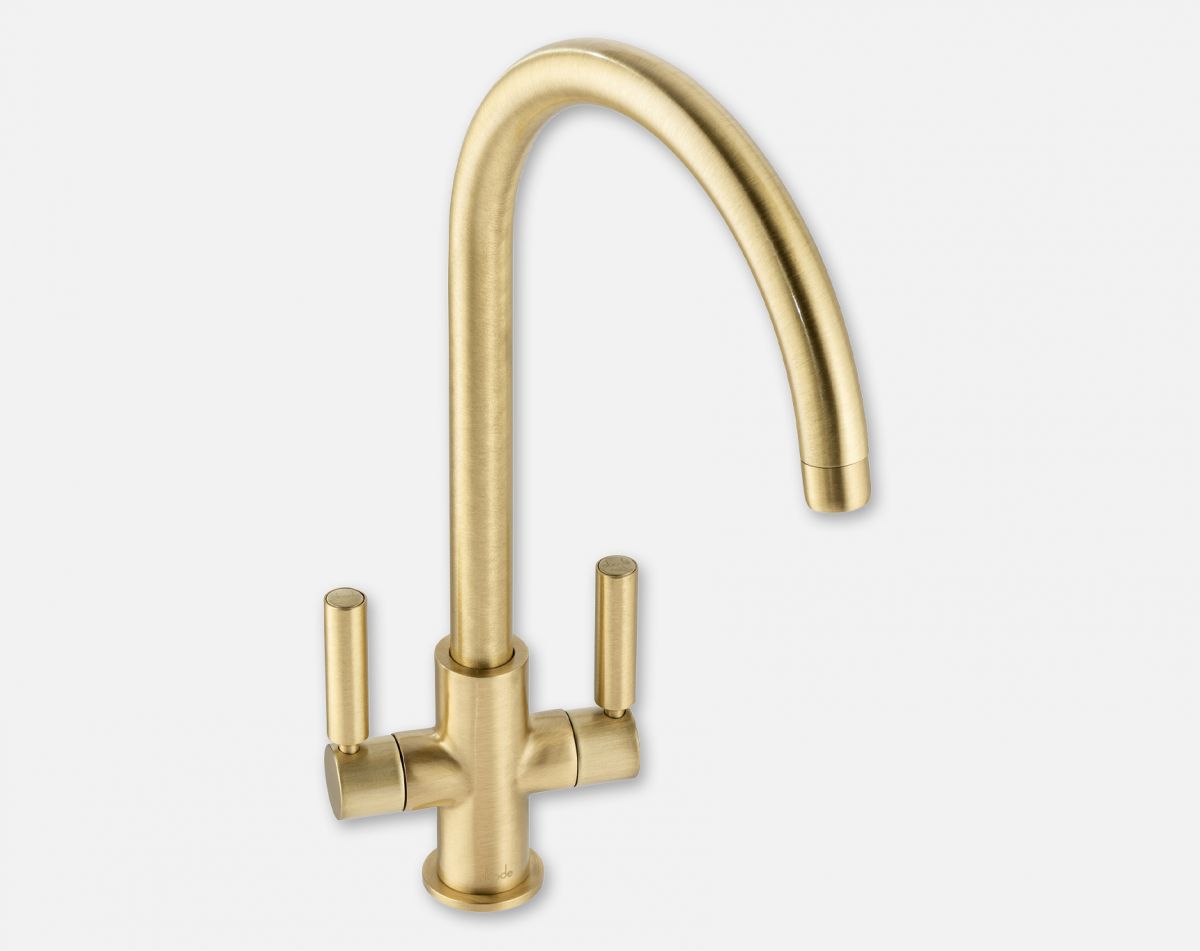 Globe dual lever tap, brushed brass finish
