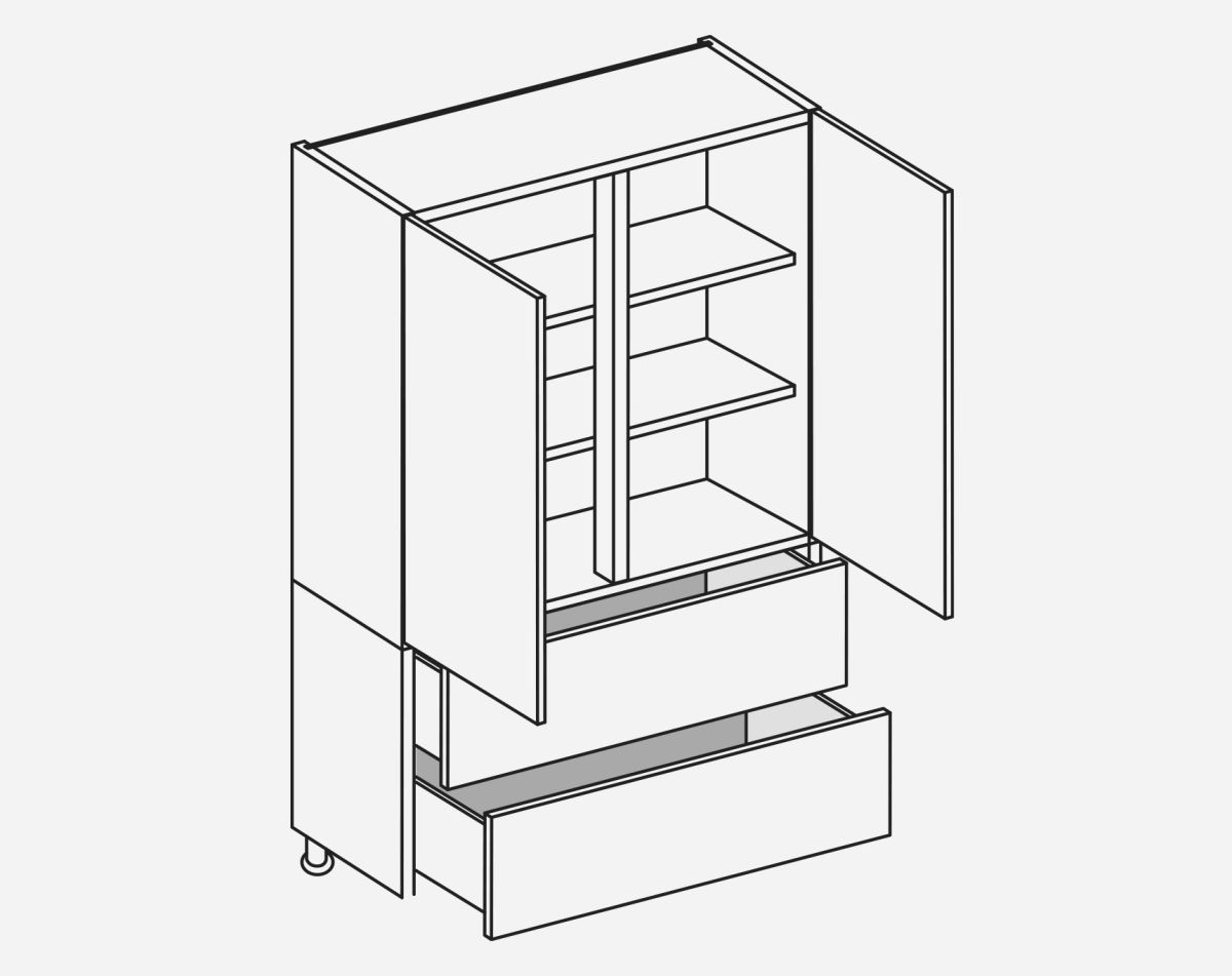 1000MM LARDER 2 DRAWER NEWMARKET INDIGO