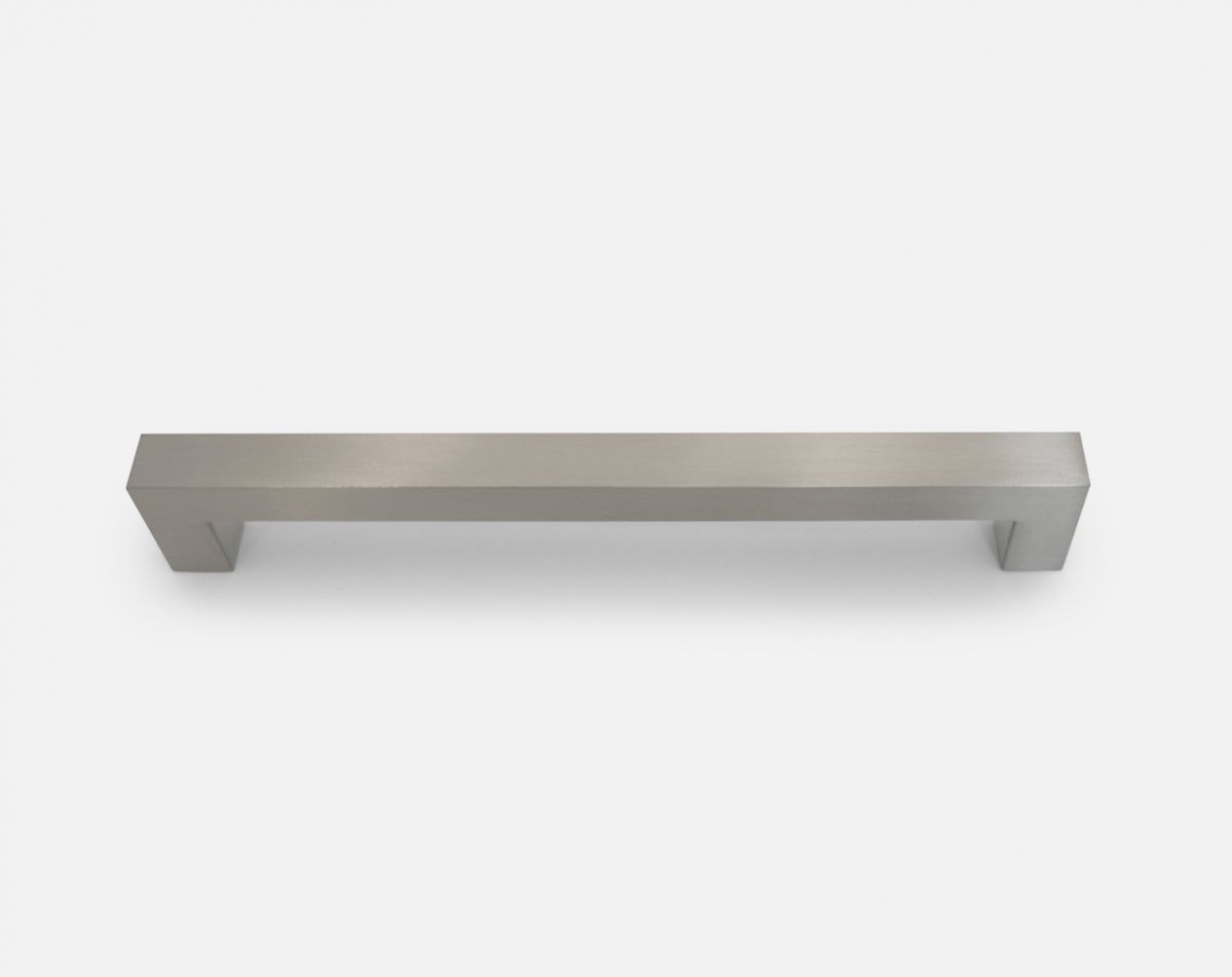 Square bar handle, brushed steel