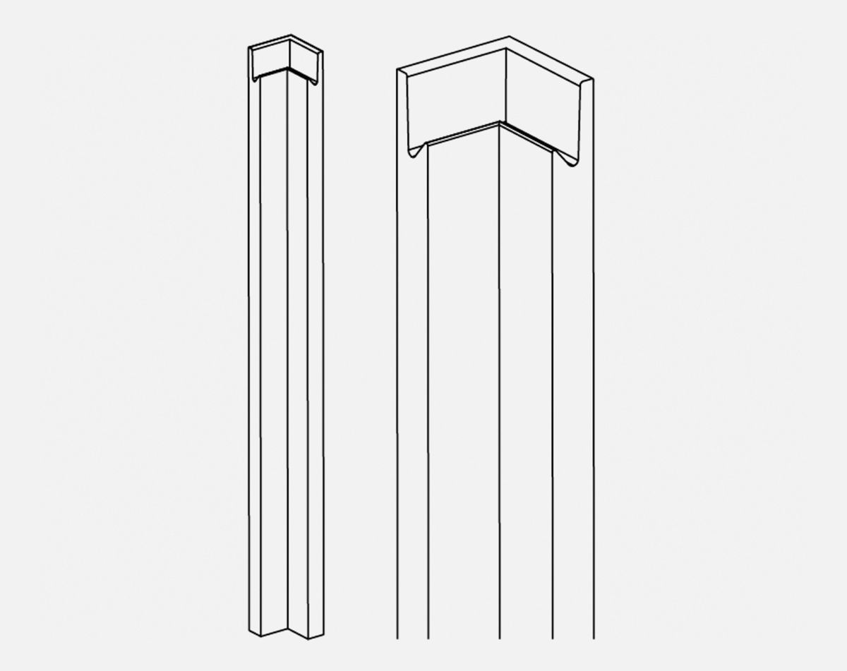 SHAPED CORNER POST LUCENTE GLOSS DUST GREY
