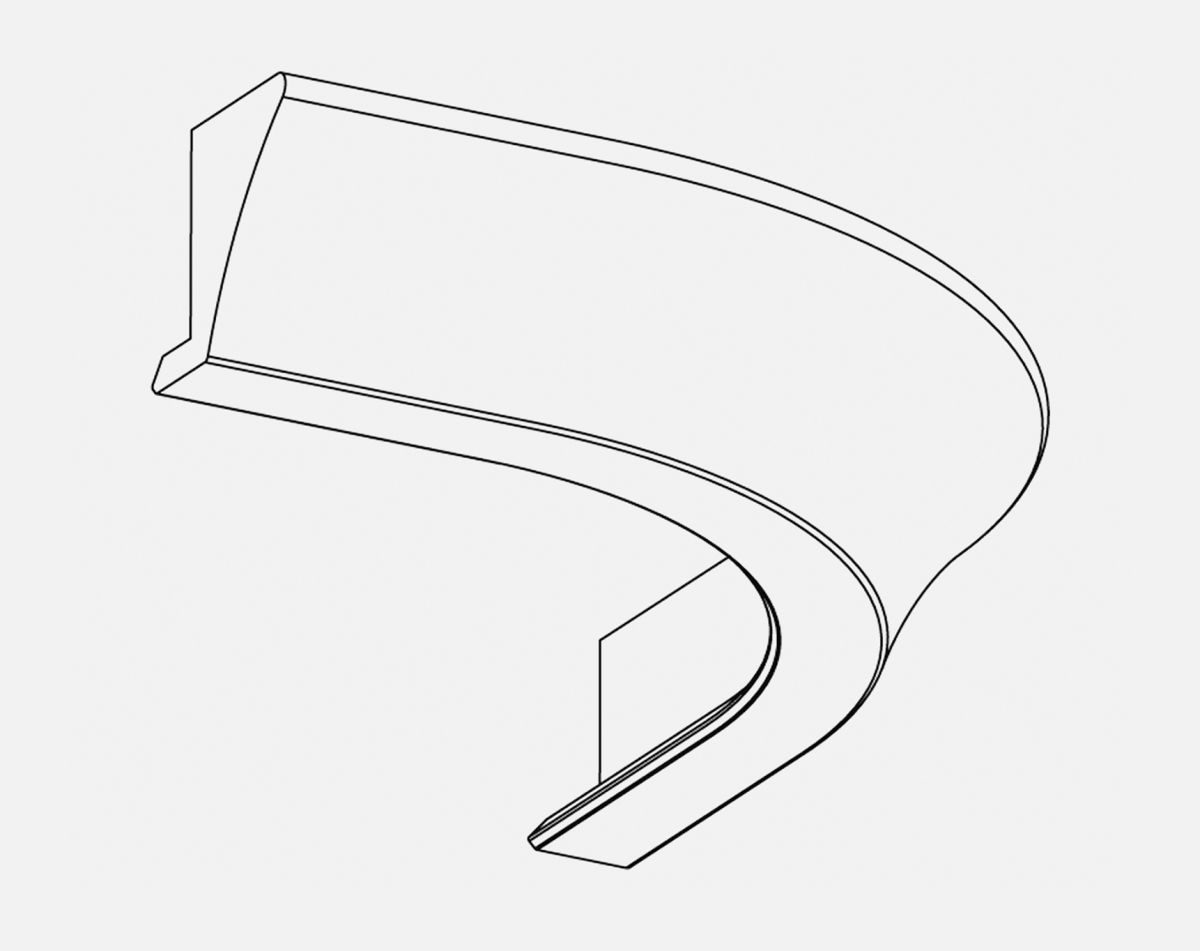 CURVE TANGENT CORNICE CAMBRIDGE OAK