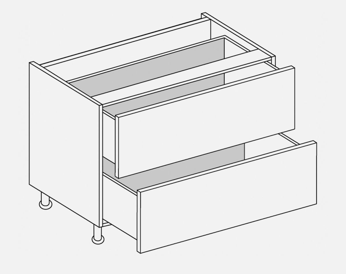 800MM 2 DRAWER BASE LUCENTE GLOSS WHITE