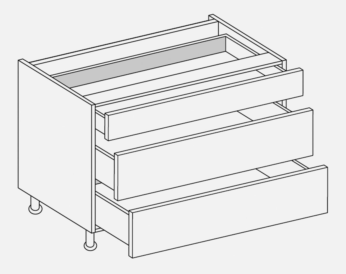 900MM 3 DRAWER BASE LUCENTE GLOSS WHITE