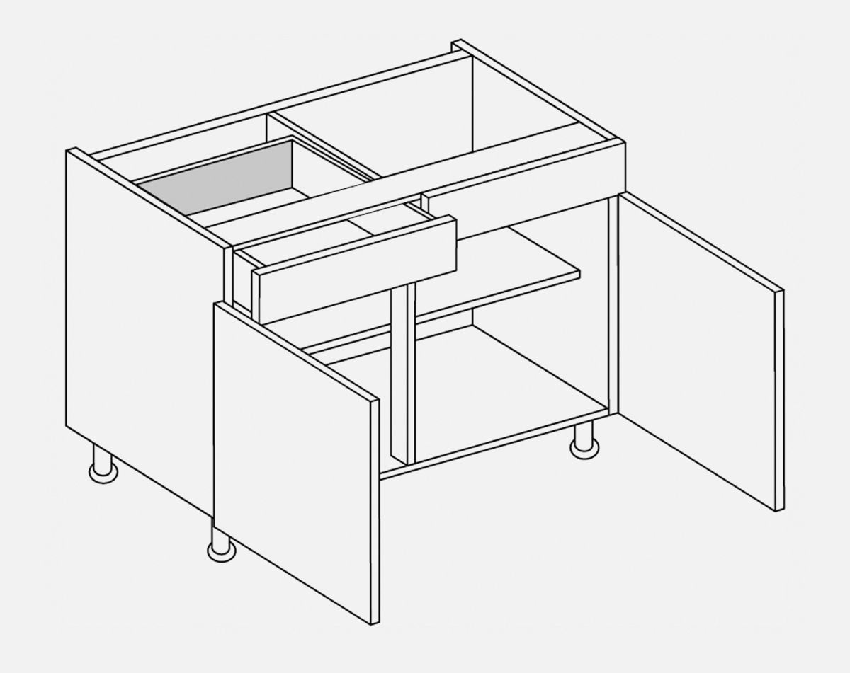 1000MM 2 DRAWER LINE BASE LUCENTE GLOSS WHITE