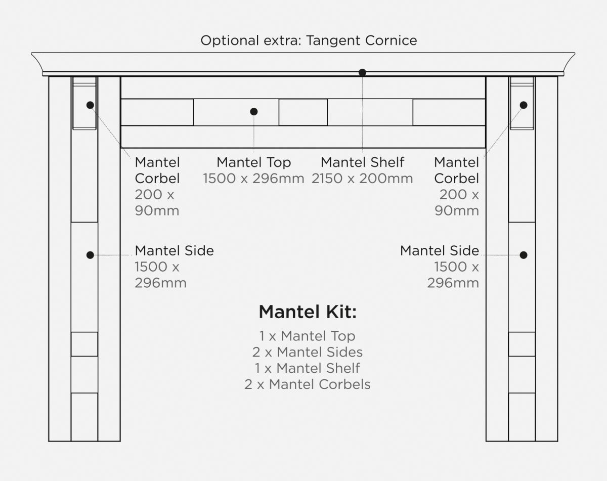 MANTEL COMPLETE KIT  CARTMEL  LIGHT GREY
