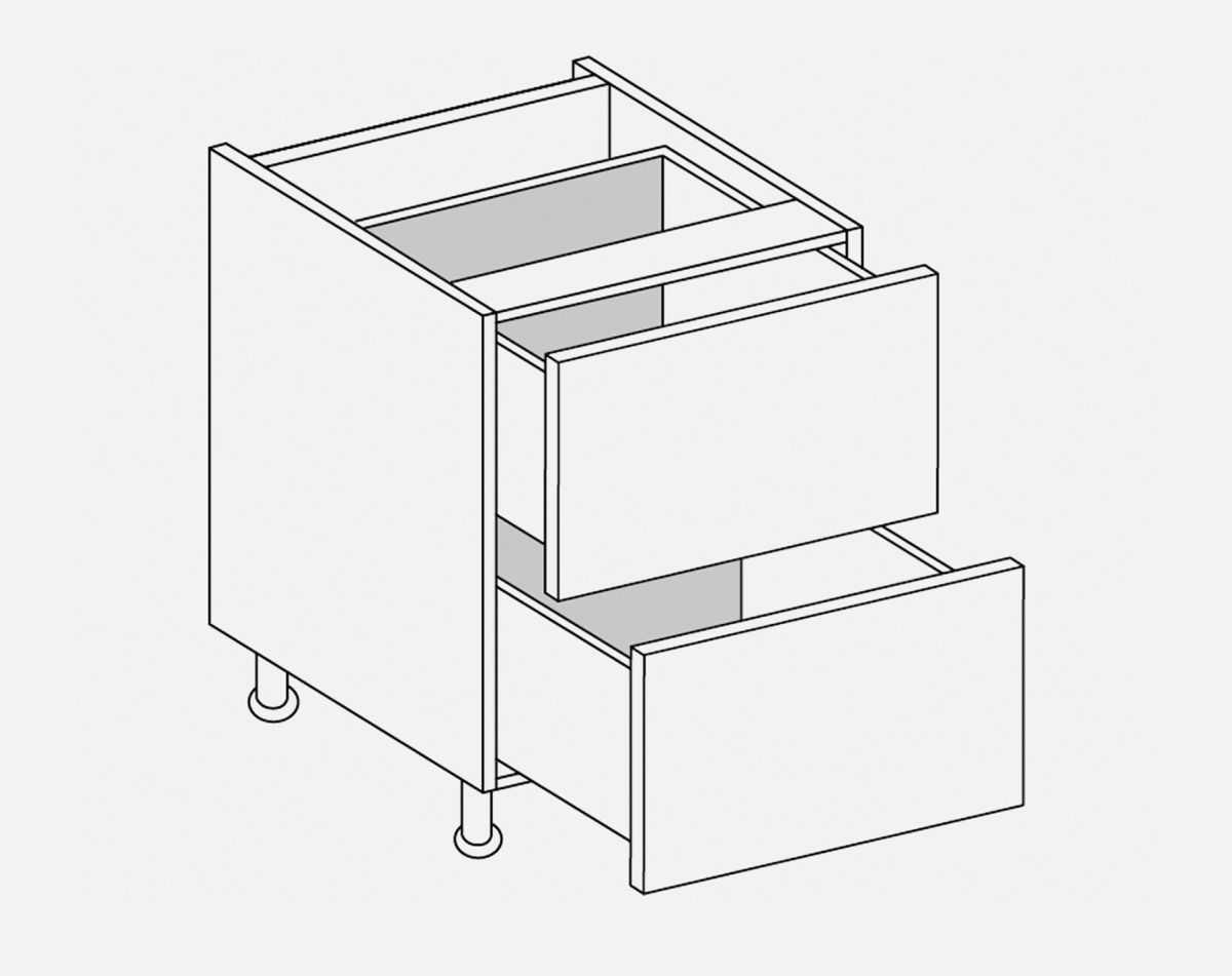 500MM 2 DRAWER BASE LUCENTE GLOSS WHITE