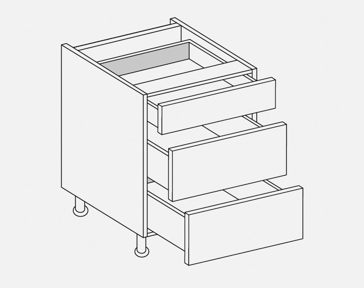 500MM 3 DRAWER BASE LUCENTE GLOSS WHITE