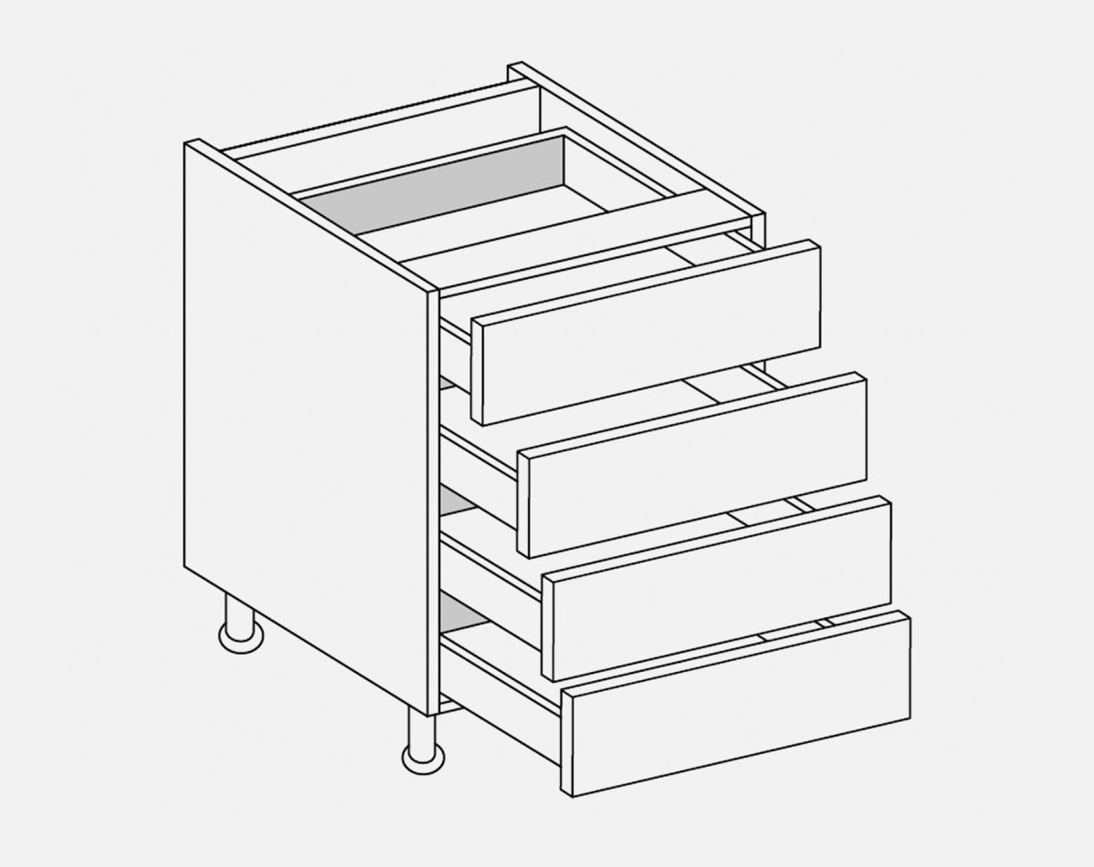 500MM 4 DRAWER BASE LUCENTE GLOSS WHITE