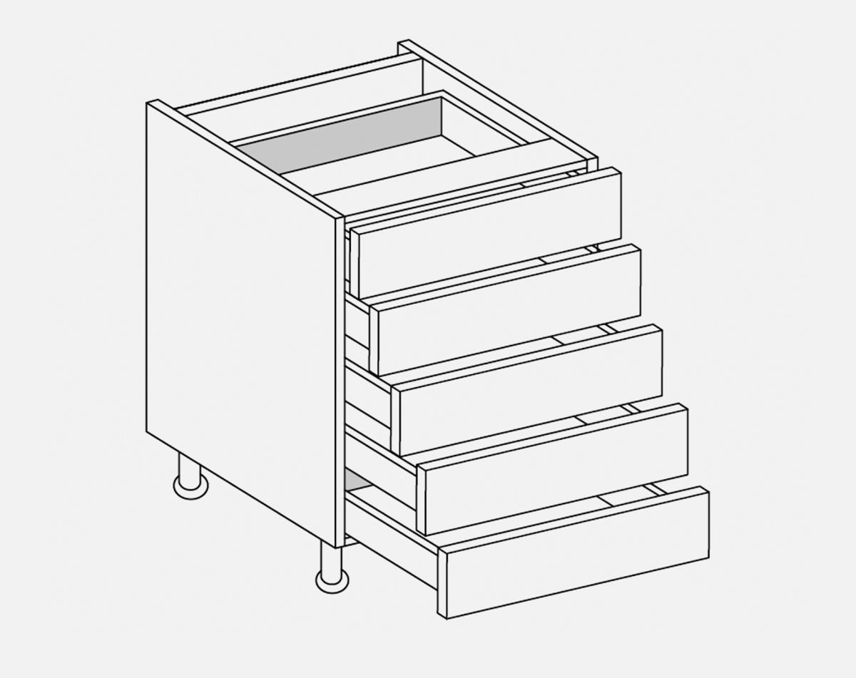 300MM 5 DRAWER BASE LUCENTE GLOSS WHITE