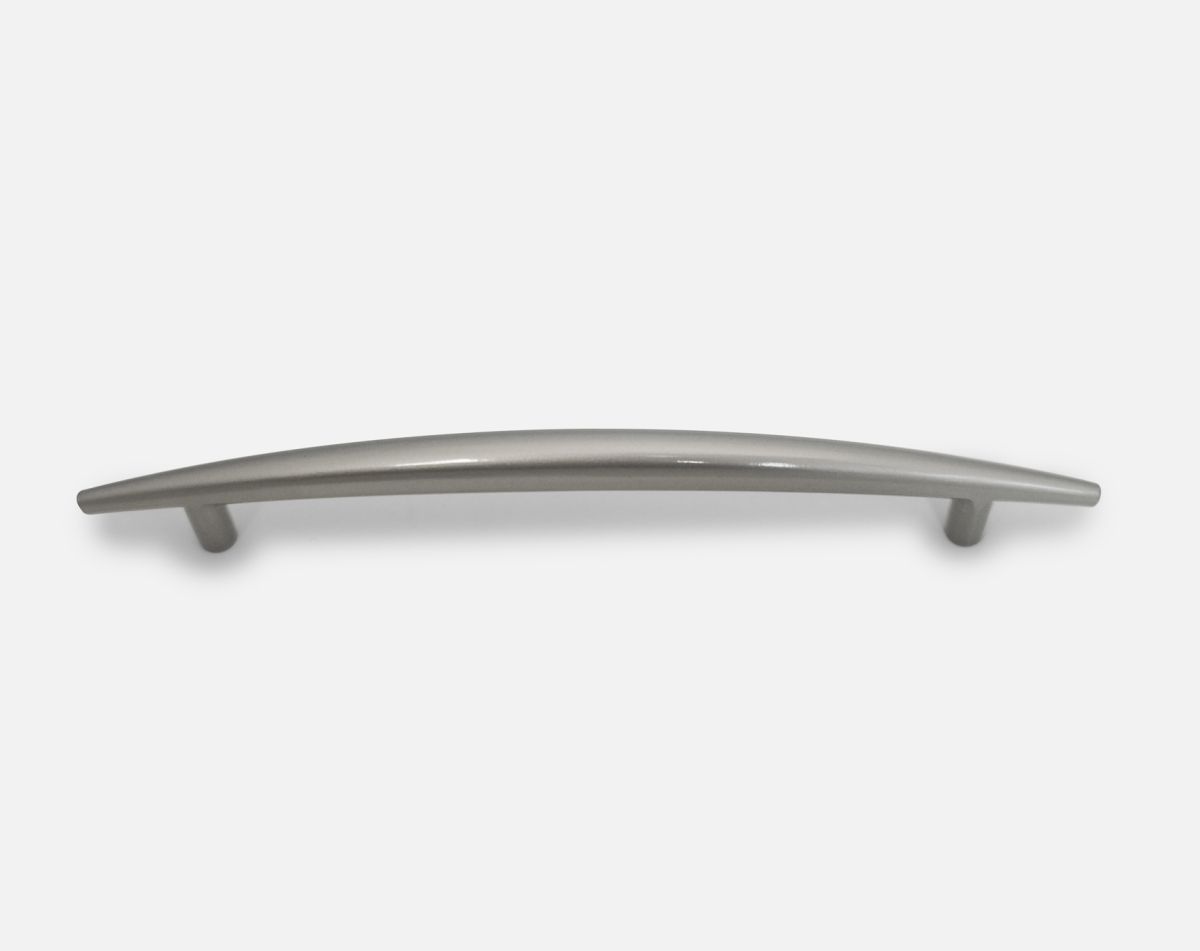 Bow pointed T bar handle, satin nickel
