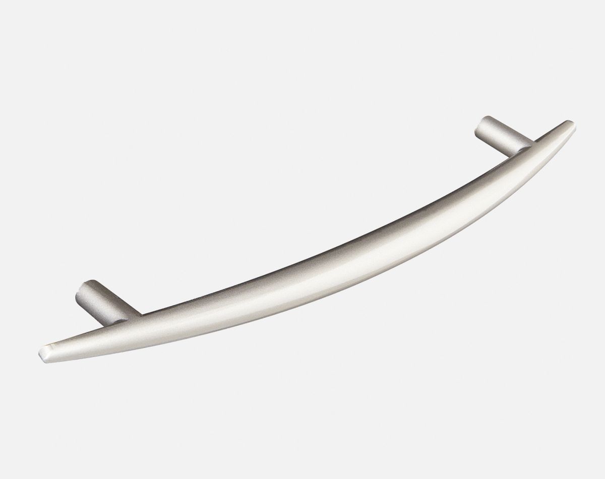 Bow pointed T bar handle, satin nickel