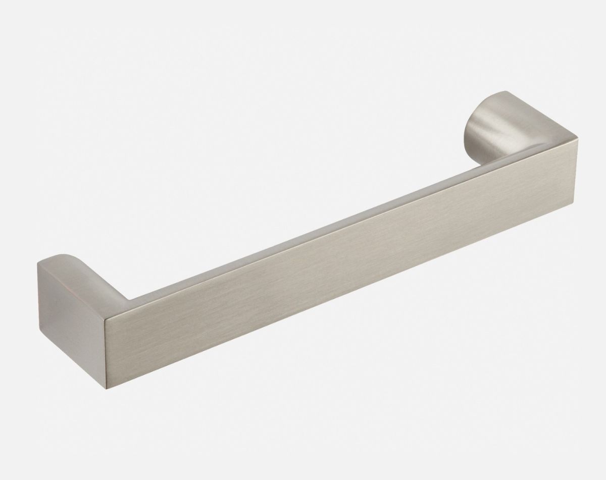 Flat end bar handle, brushed steel