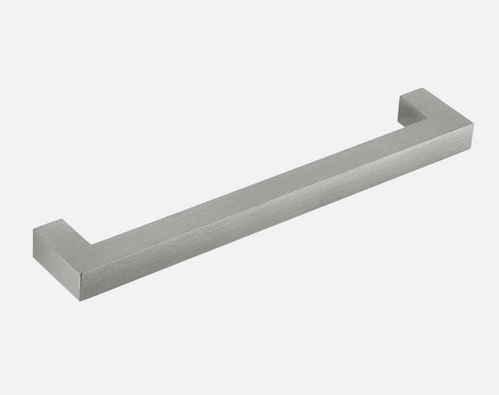 Square bar handle, brushed steel