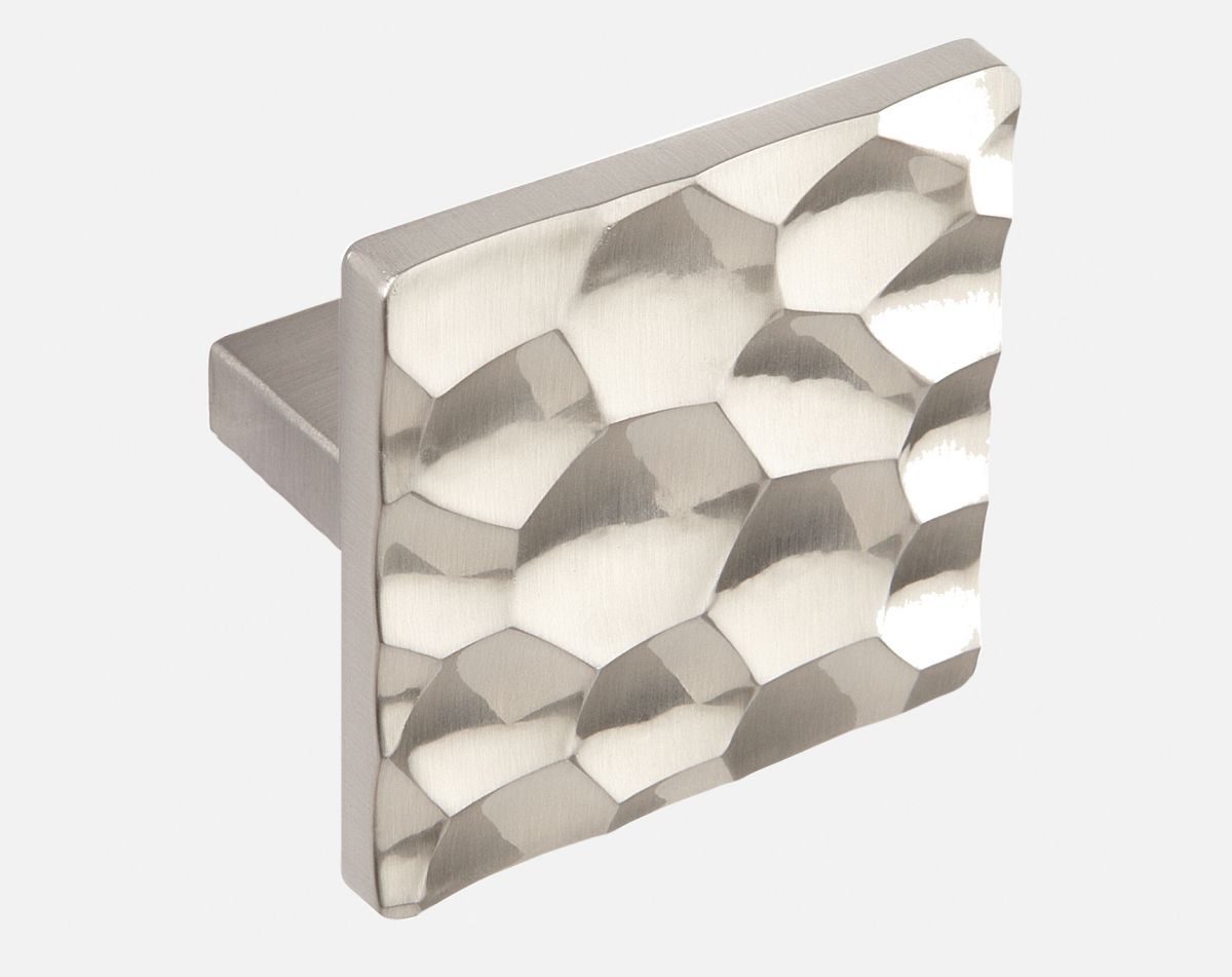 Honeycomb square knob, brushed steel