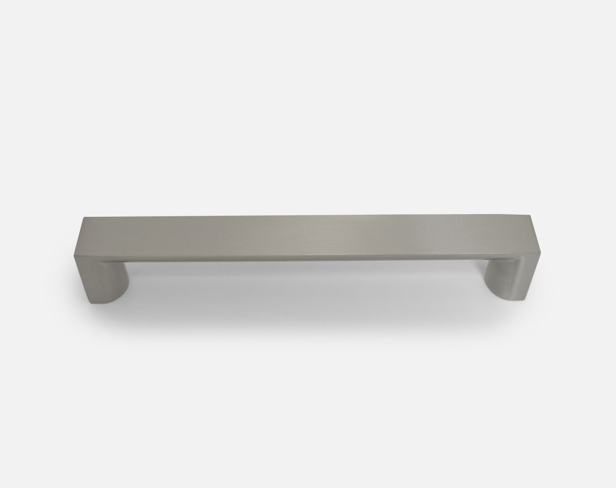 Flat end bar handle, brushed steel
