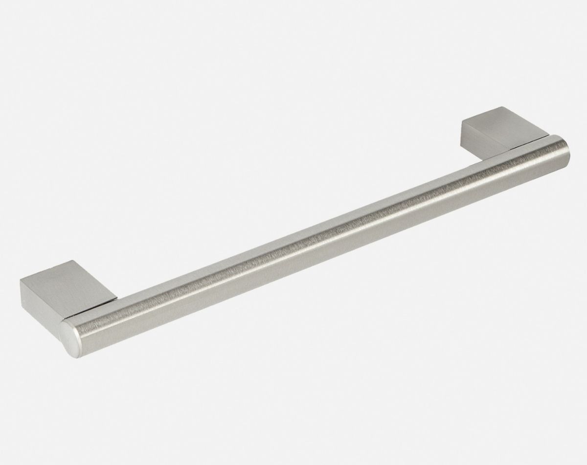 Block end bar handle, brushed steel