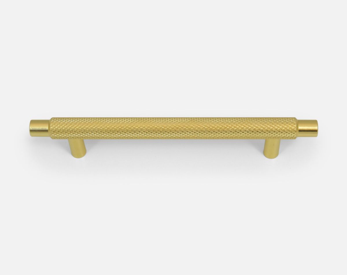 Knurled handle, brushed satin brass
