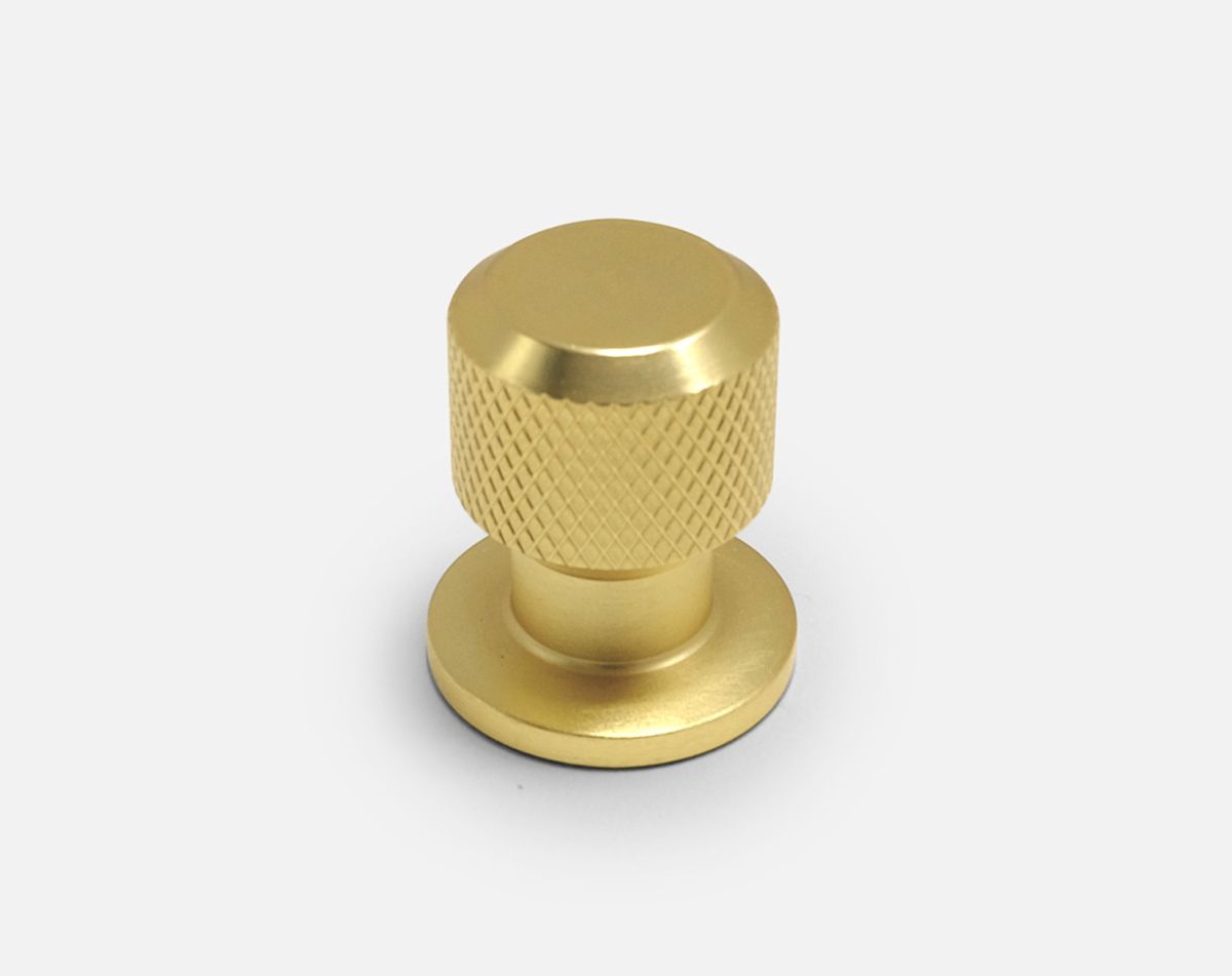 KNURLED KNOB BRUSHED SATIN BRASS HANDLE