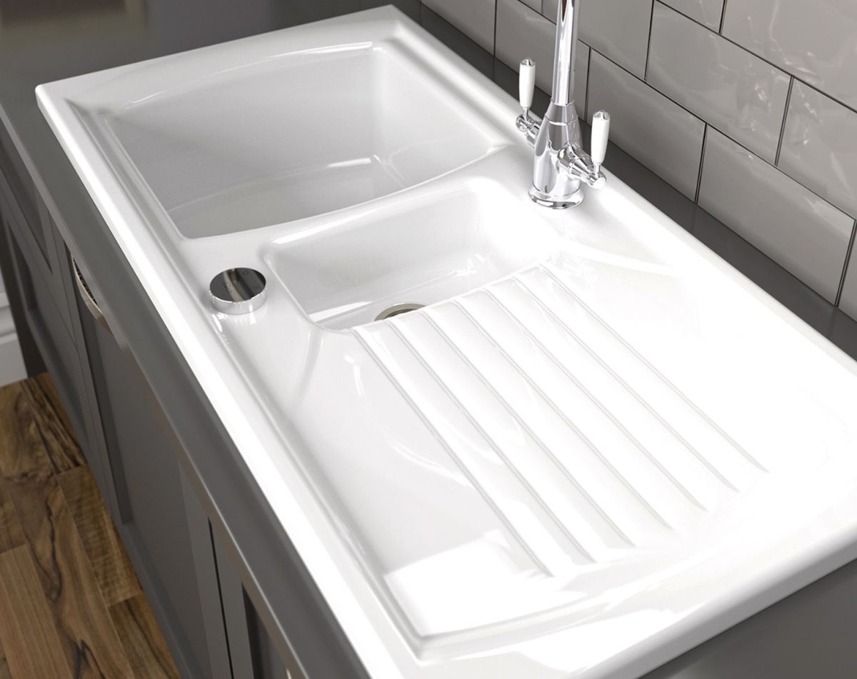 Milford 1.5 bowl ceramic sink & drainer