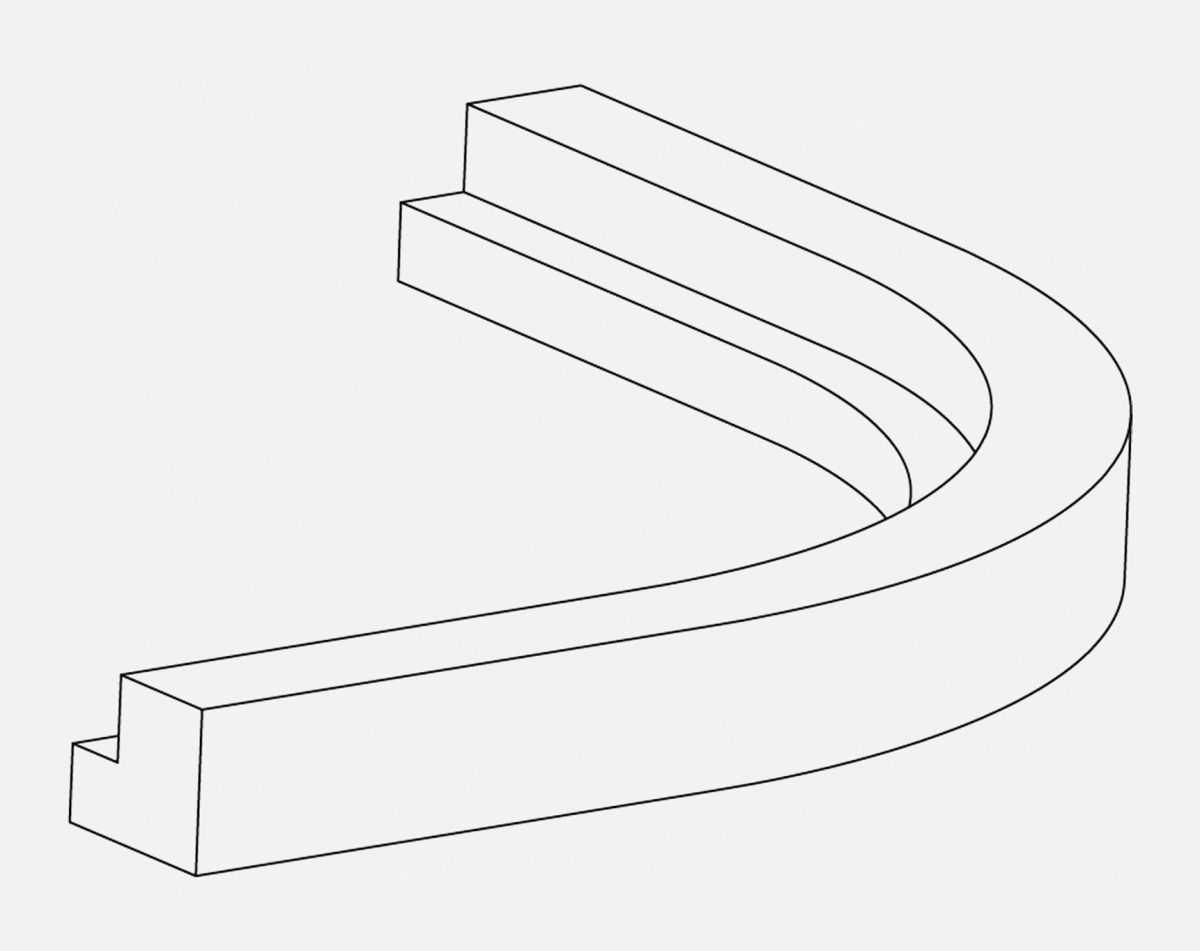 CURVED SQ END CORNICE LUCENTE GLOSS DUST GREY